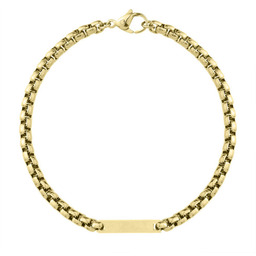 Złota bransoletka męska ze stali z blaszką opcja