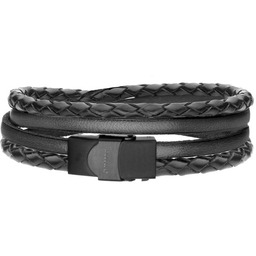 Męska bransoletka z plecionego rzemienia i czarnych pasków