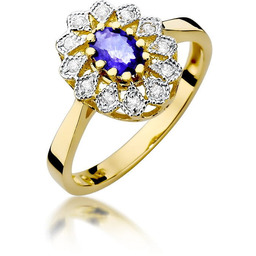 Złoty pierścionek Tanzanit 0,40ct żółte złoto pr. 585