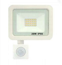 Halogen naświetlacz biały LED czujnik ruchu 20W B.ZIMNA