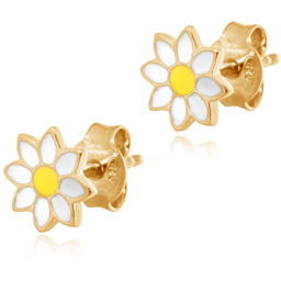 Srebrne Kolczyki 925 Złocone Stokrotki Grawer