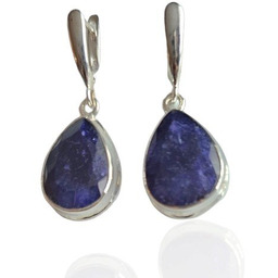 ankabizuteria.pl Kolczyki srebrne z szafirem na angielskim zapięciu