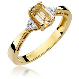 Złoty pierścionek Cytryn 0,60ct żółte złoto pr. 585