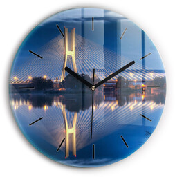 Nowoczesny szklany zegar ścienny Most Rędziński Wrocław fi30