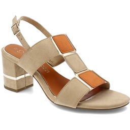 Marco Tozzi Beżowe Sandały Eleganckie Obuwie Damskie