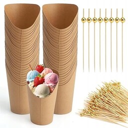 KUBKI PAPIEROWE KRAFT NA PRZEKĄSKI ZESTAW 50 SZTUK