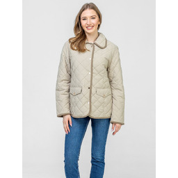 PRZEJŚCIOWA PIKOWANA KURTKA DAMSKA Z OZDOBNĄ LAMÓWKĄ