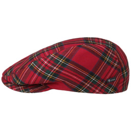 Tartan Check Flat Cap by Lipodo, czerwony