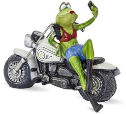 Figurka dekoracyjna żaba selfie chopper 19x25x14 112082