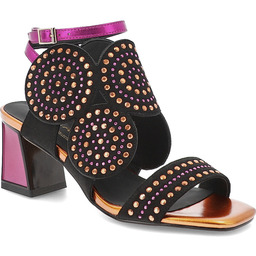 S.Barski Pomarańczowe Sandały Stylowe Obuwie Damskie Na Obcasie