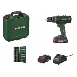 Wiertarko-wkrętarka Parkside Pabs 20-Li 20V, aku, ładow, wiertła,