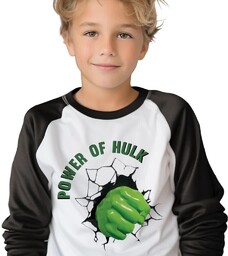 Piżama Dziecięca Czarno-Biała POWER OF HULK Superbohaterowie Wzory