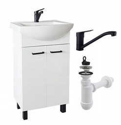 Szafka Łazienkowa z Ceramiczną Umywalką 50 Bateria Syfon