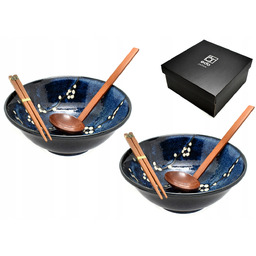 Komplet 2 misek z łyżkami i pałeczkami Ramen