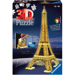 Ravensburger, puzzle 3D, Budynki Nocą, Wieża Eiffla, 216