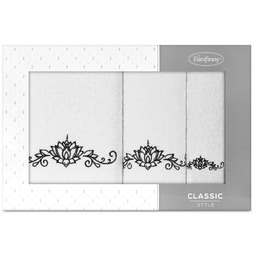 Komplet Ręczników 3szt. Liliana 380 Biały+Czarny