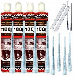 Zestaw 4x Kotwa chemiczna PESF1000 300ml akcesoria