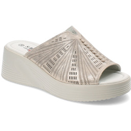 S.Barski Złote Klapki Eleganckie Wsuwane Obuwie Damskie