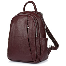 Granatowy Włoski Plecak Skórzany A4 damski dużo kieszeni