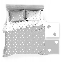 Pościel bawełniana 160x220 R112 biała szara serca