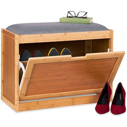 Relaxdays Szafka na buty z dużym siedziskiem, uchylna