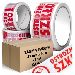 72x TAŚMA PAKOWA KLEJĄCA OSTROŻNIE SZKŁO BEZPIECZEŃSTWA UWAGA