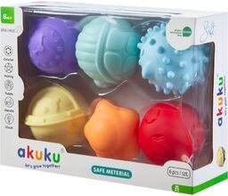 Akuku, zestaw piłeczek sensorycznych, soft, 6 sztuk