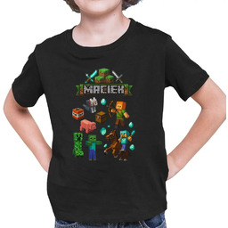 Koszulka imienna dla fanów gry Minecraft - dziecięca