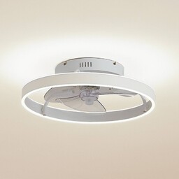 Wentylator sufitowy LED Lindby Momitu, biały, aluminium, Ø