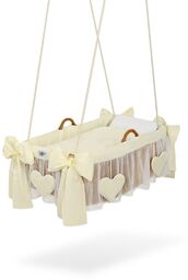 Kosz Mojżesza kołyska wisząca- Amelie serduszka waniliowe