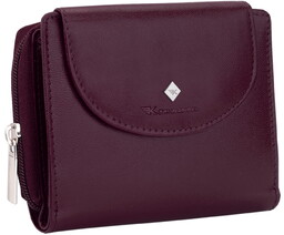 Kochmanski damski portfel skórzany mały śliwkowy z kieszonką