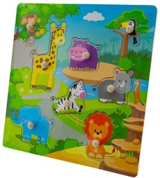 EuroBaby, puzzle drewniane Safari, 30x30 cm