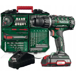 Wiertarko-wkrętarka Parkside Pabs 20-Li 20V Akcesoria Aku 2Ah
