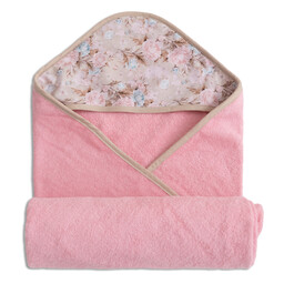 Babymatex Kąpielowe okrycie niemowlęce 100x100 różowe kwiaty ręcznik