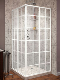 Szklana kabina prysznicowa 80x80 biała LOFT 2x szprosy