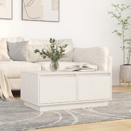 vidaXL Stolik kawowy, biały, 80x50x35 cm, lite drewno