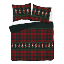 Detexpol Pościel bawełniana świąteczna 220x200 zielona w czerwoną