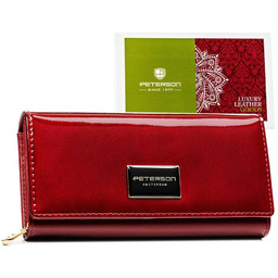 Skórzany portfel damski z klapką w czerwonym kolorze