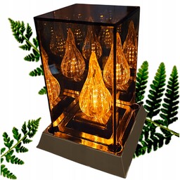 Lampion Szklany Lustrzany 3D Premium Dekoracyjny Złoty 17x17x23cm