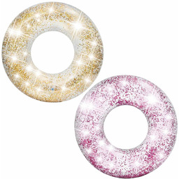 Intex, koło dmuchane błyszczące 107 cm różowe/złote