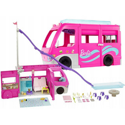Barbie DreamCamper Kamper z Basenem Zjeżdżalnią 60 Akcesoriów