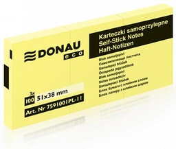 Karteczki samoprzylepne DONAU Eco 51x38mm żółty 3szt. 7591001PL-11
