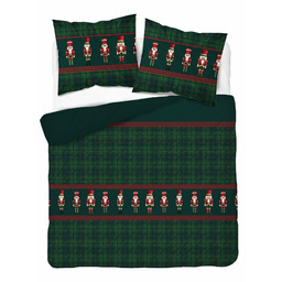 Detexpol Pościel bawełniana świąteczna 220x200 zielona w zieloną