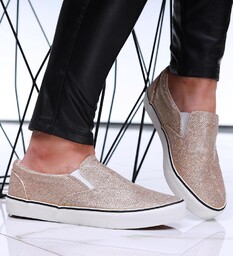 Wsuwane tenisówki damskie slip on Złote