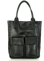 Torebka skórzany shopper bag z kieszeniami - MARCO