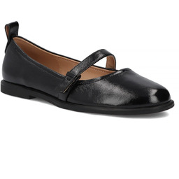 Skórzane baleriny damskie z paskiem czarne Filippo DP7742