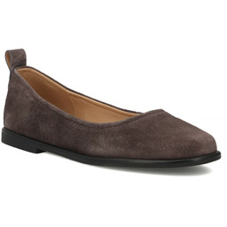 Skórzane baleriny damskie zamszowe brązowe DP7741