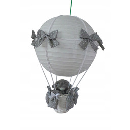 Lampa Latający Balon z misiem Szara W Kropki