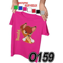 KOSZULKA DZIECIĘCA Z NADRUKIEM BAMBI JELONEK BAJKI -