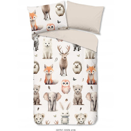 Pościel flanelowa 140x200 zwierzątka lisek piesek jeżyk królik